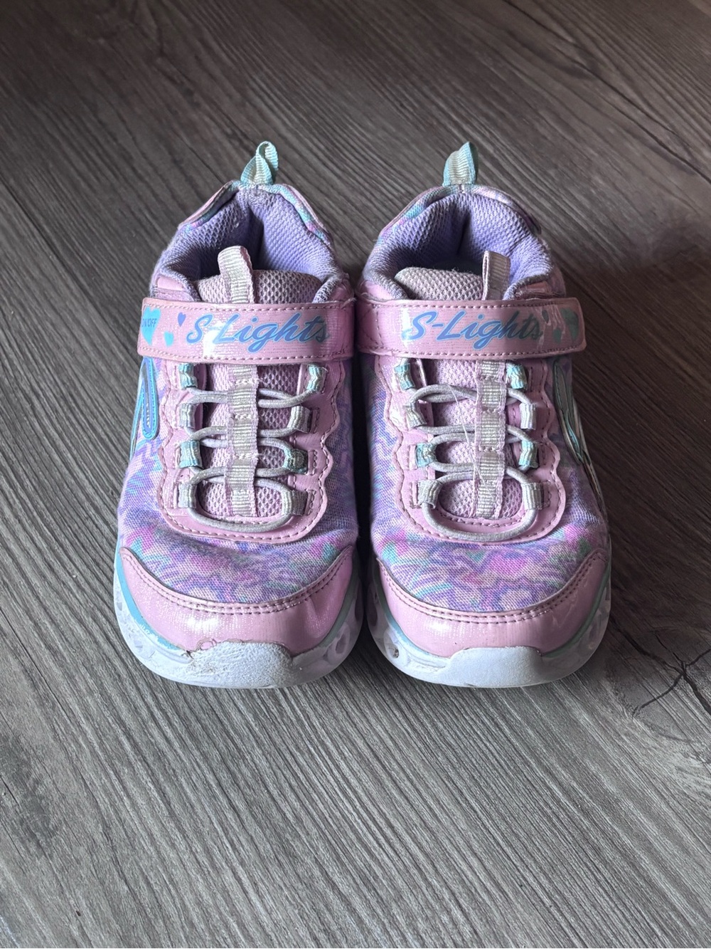 Skechers S-Lights Pink and Purple Kids Light-Up Sneakers